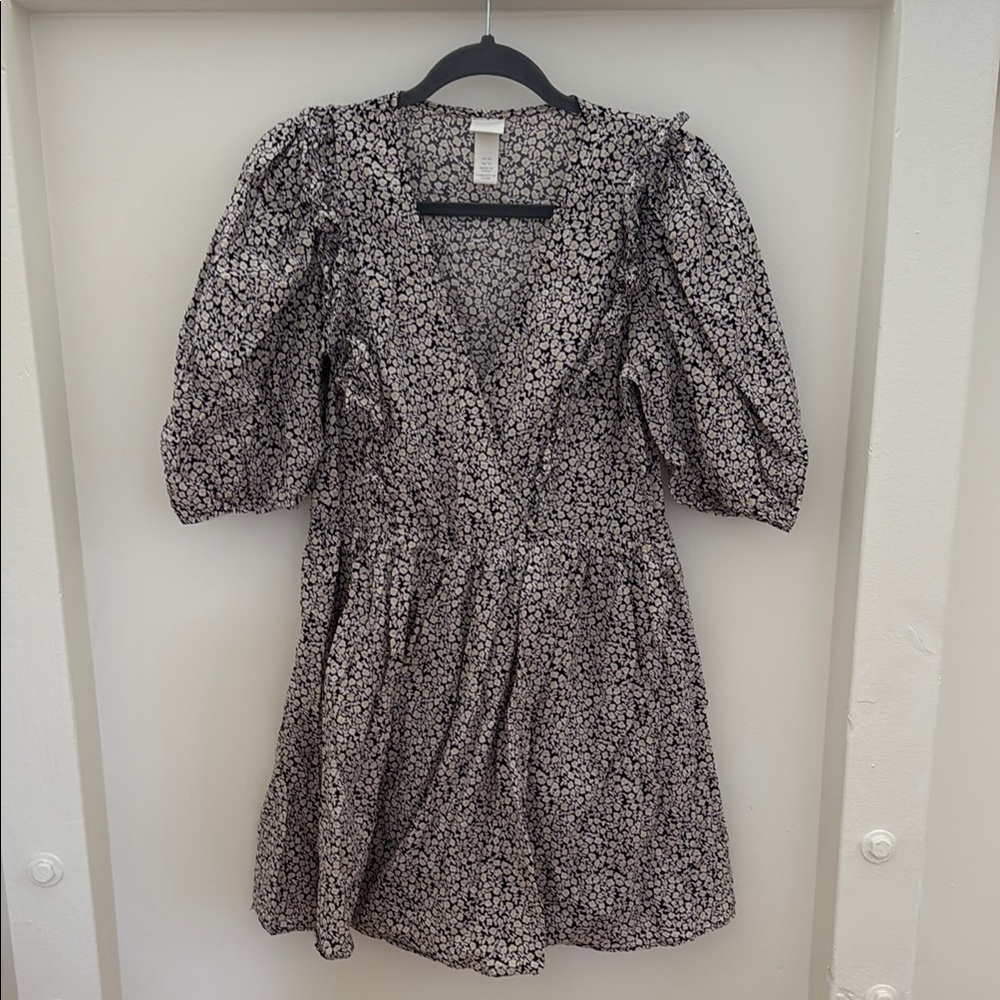 H&M Black and White Floral Mini Dress